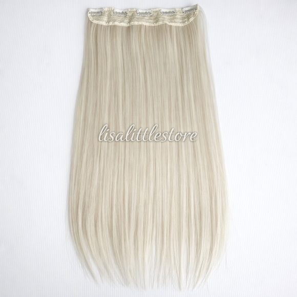 Other - 24” One-Piece Clip-In Hair Extension Platinum Blonde Straight Hair Natural look